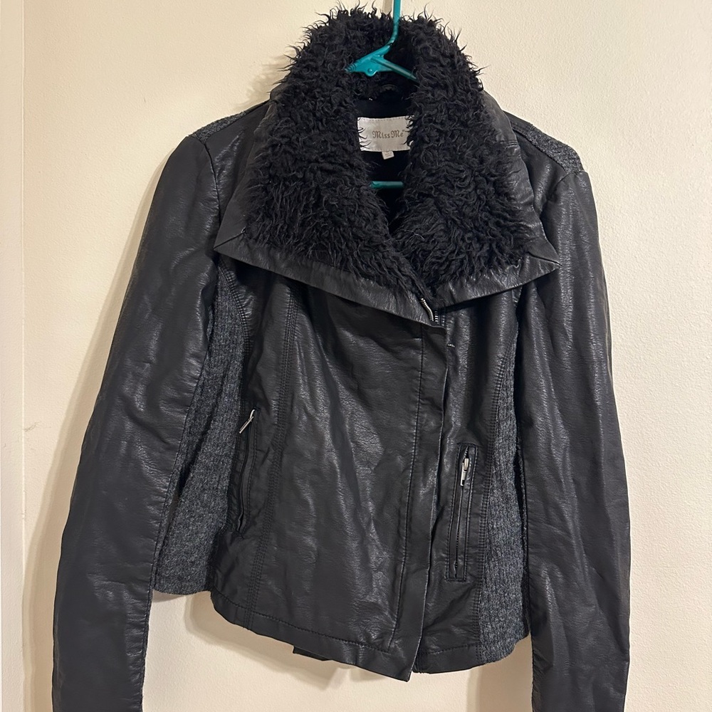 Miss me leather fur jacket